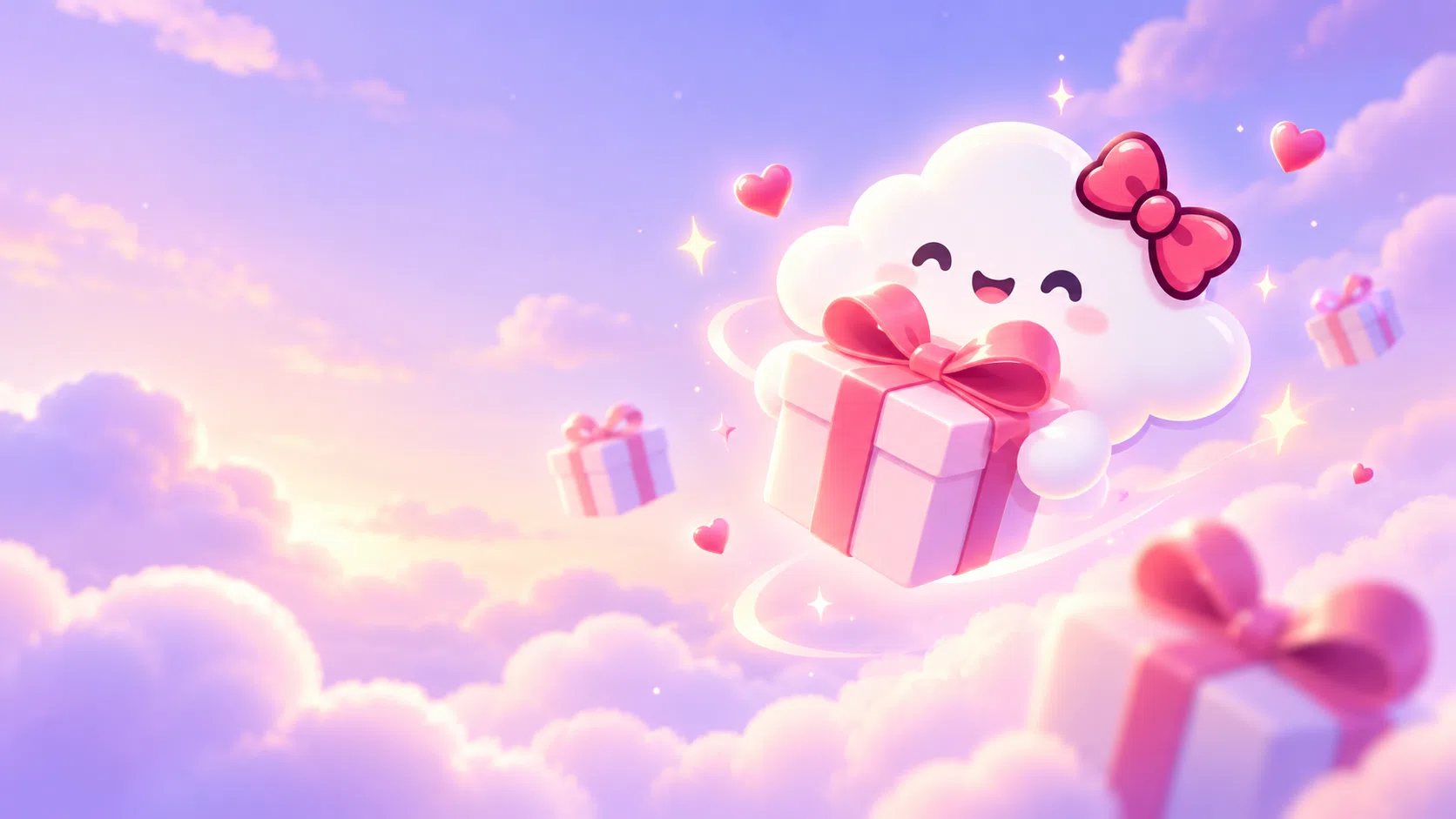 The Giftin cloud flying with a wrapped gift