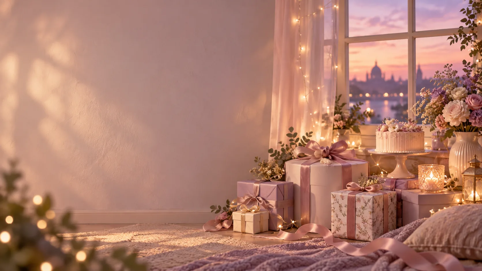 Gifts by candlelight in a warm room